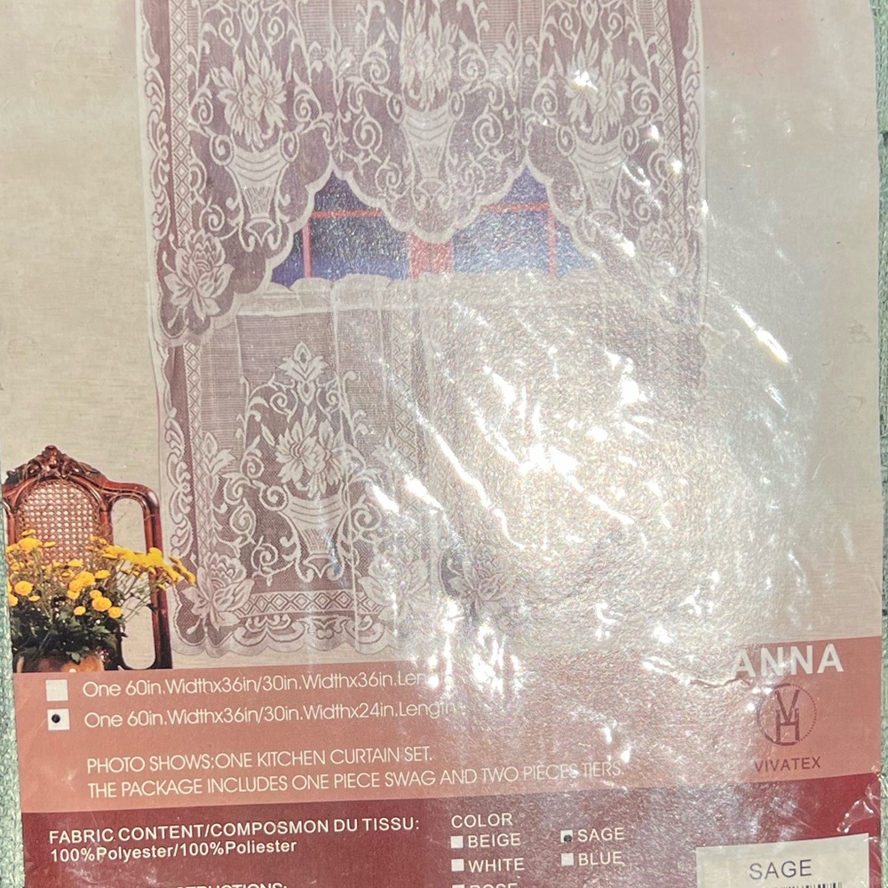 3 PCS Curtain and Valance Set SAGE